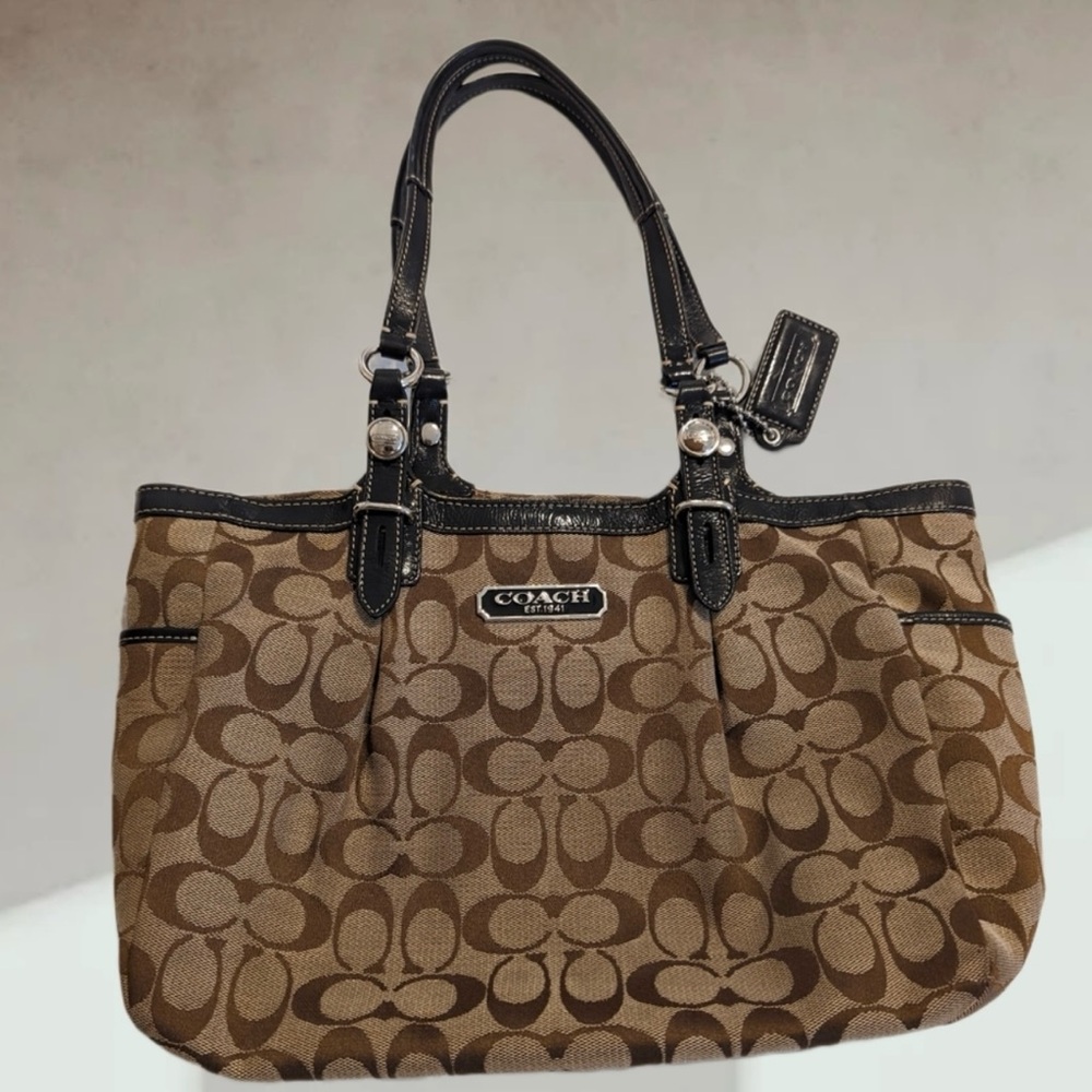 Coach Brown and Black Monogram Tote